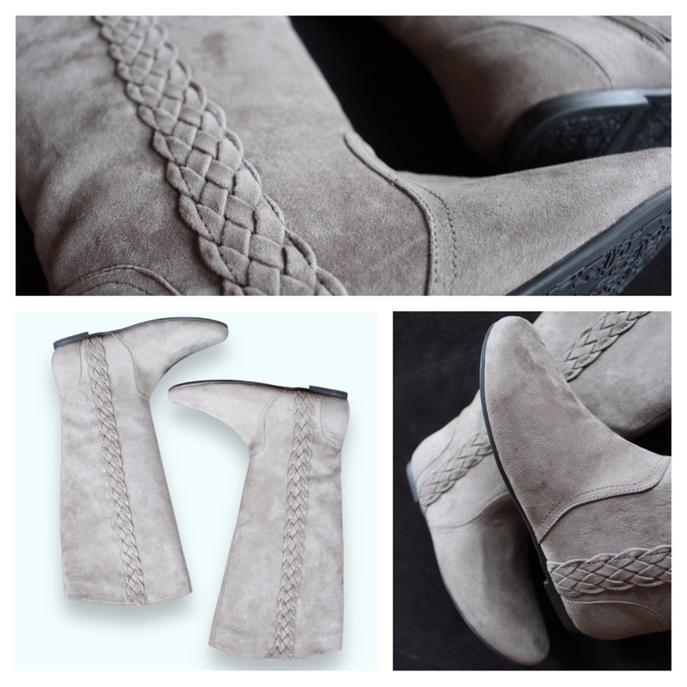 Fergalicious Braided Tracy Too Taupe Calf Boots